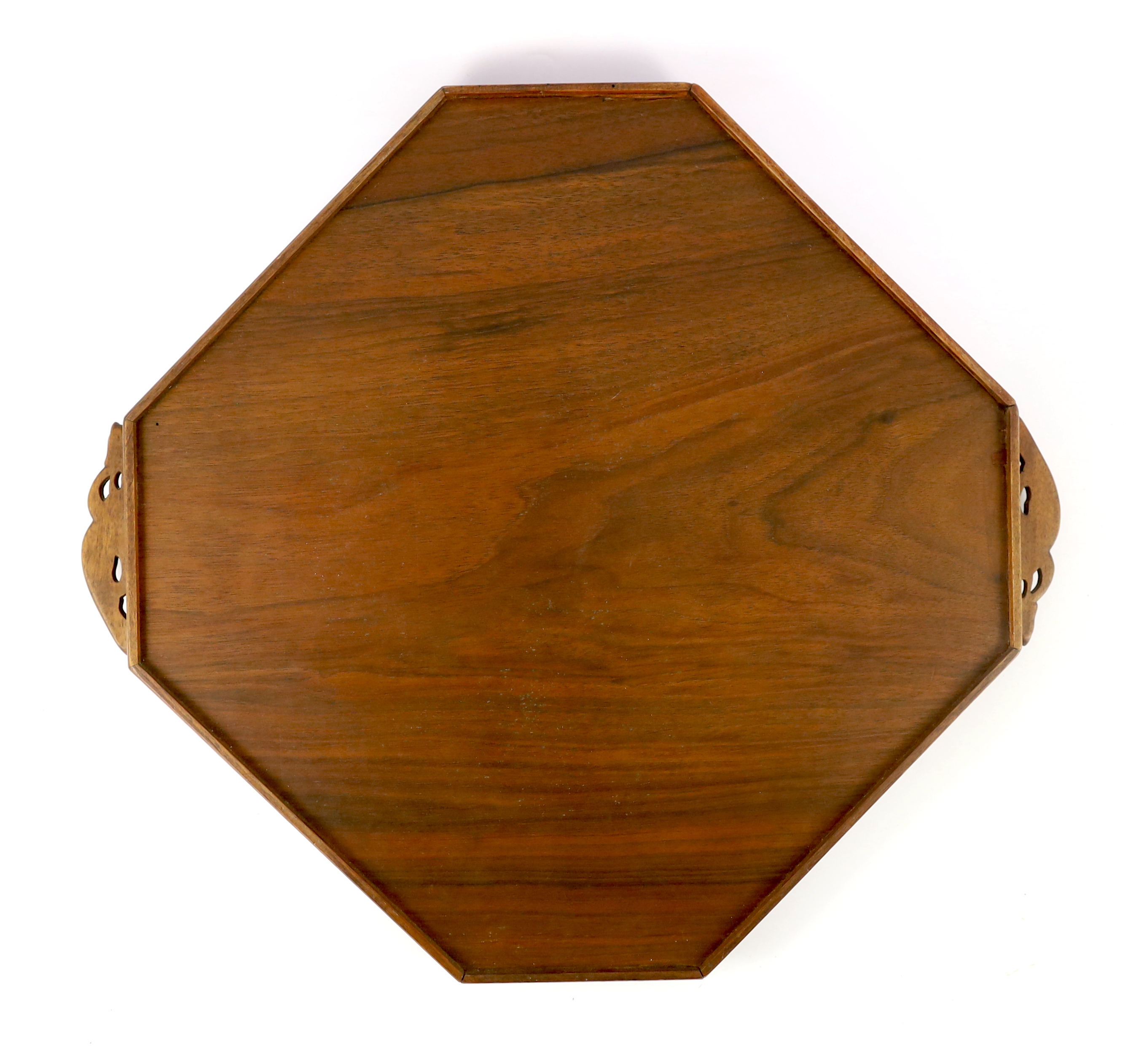 Émile Gallé (1846-1904). A marquetry tray with carved lizard handles